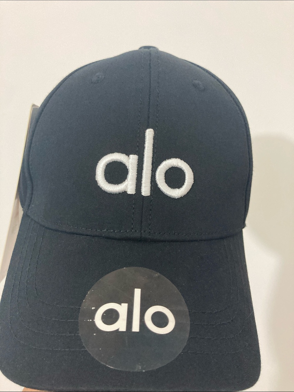 Alo Black Baseball Cap with White Logo